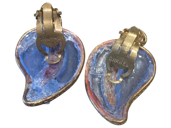 Chanel Boucles d'oreilles Métal Argenté Bleu  ref.226457