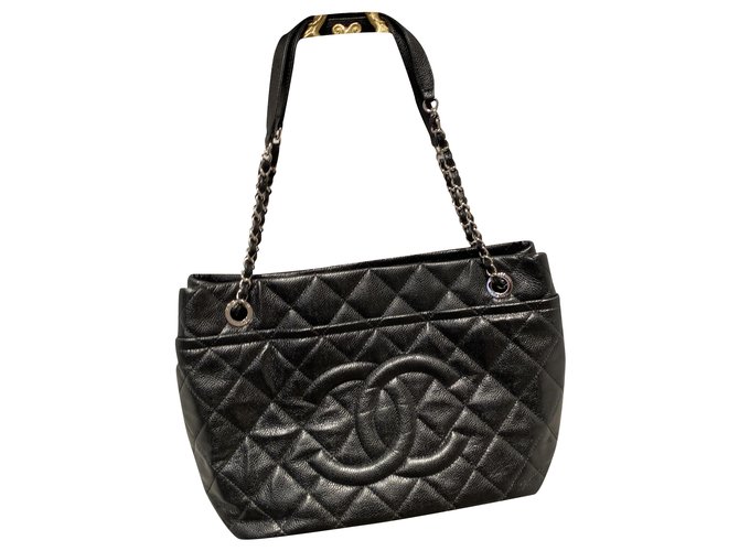 Chanel Totes Black Silver hardware Leather  ref.226459