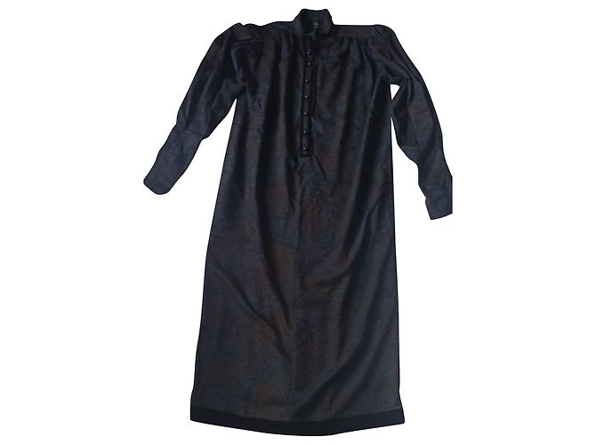 Emanuel Ungaro Parallel Tunika Kleid Wolle grau braun Anthrazitgrau