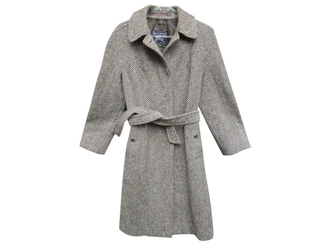 abrigo de mujer Burberry vintage en tweed irlandés t 40 Gris Lana  ref.226502