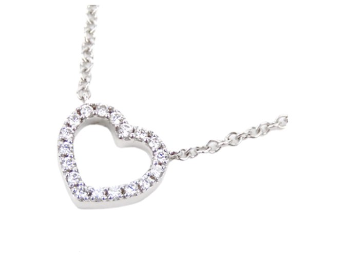 Autre Marque Tiffany Silver 18K Metro Heart Diamond Necklace Argento Metallo  ref.226588
