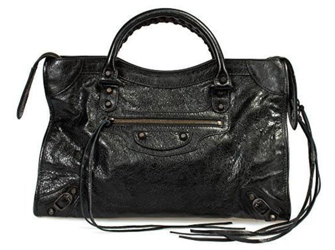 Balenciaga Black Leather Medium City Handtasche Schwarz Leder  ref.226693