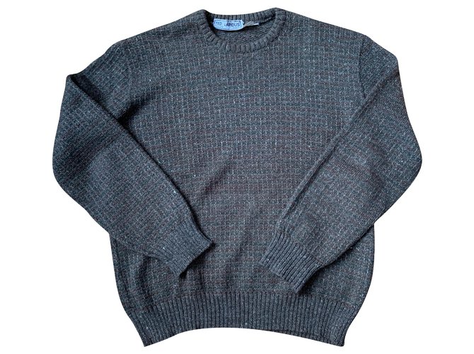 Autre Marque Ted Lapidus vintage sweater Brown Khaki Silk Wool  ref.226743
