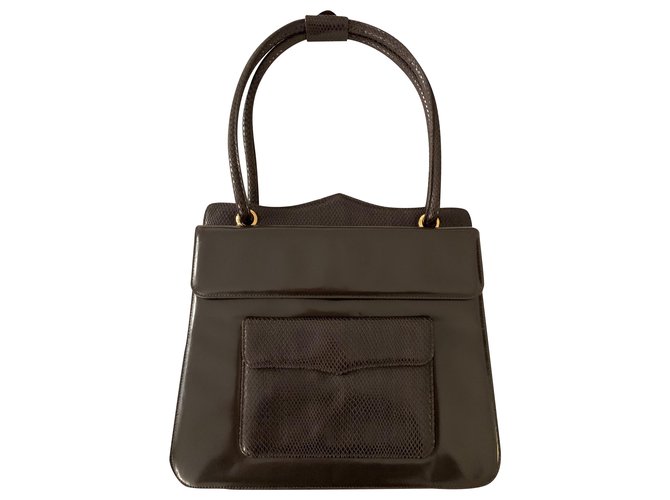Yves Saint Laurent Vintage YSL brown handbag Dark brown Leather  ref.226753