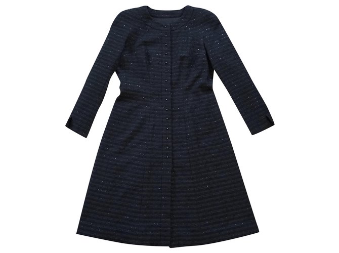 Chanel Manteaux, Vêtements d'extérieur Coton Laine Viscose Polyamide Acetate Acrylique Noir  ref.226825