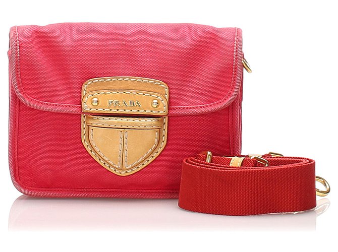 PRADA Pattina Shoulder Chain Red Quilted Cross Body Bag with