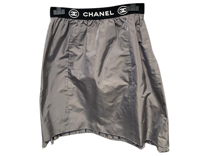 Chanel Skirts Black Grey Silk  ref.226987