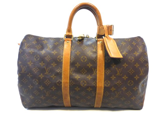 Louis Vuitton Keepall 45 monogramma Marrone Pelle  ref.227064