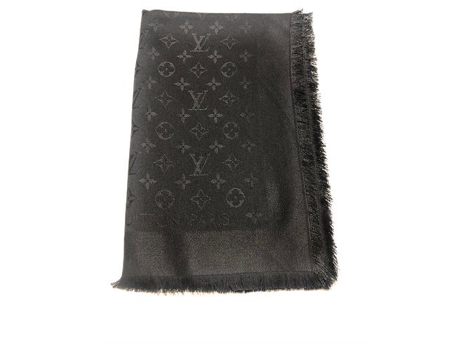 Scialle Louis Vuitton Monogram nero Seta Lana