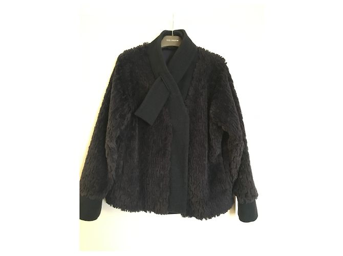 Cop Copine Faux fur kimono jacket Navy blue