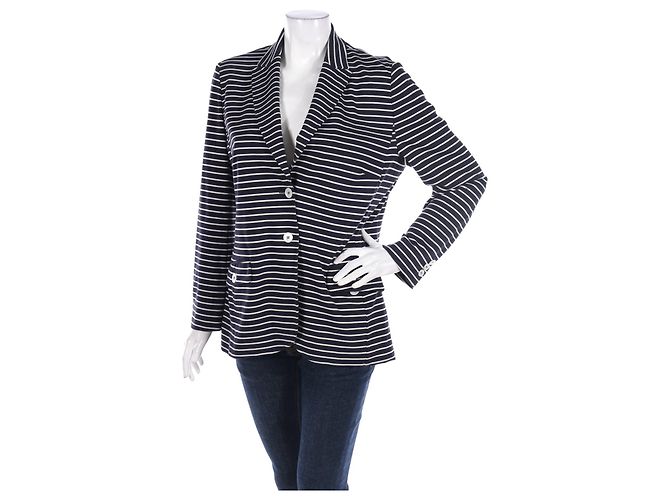 Blazer a righe Bogner blu e avorio