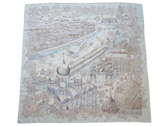 Hermès sciarpe Blu chiaro Seta
