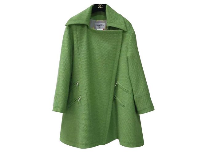 Chanel 2014 Abrigo de lana de pista de supermercado Sz. 36 Verde claro  ref.227199