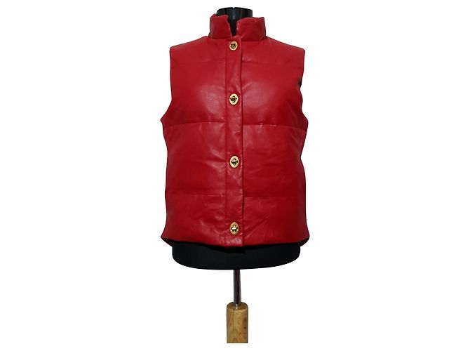Coach Lederjacke Weste rot