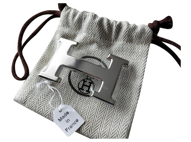 Hermès HERMES Echte neue H-Gürtelschnalle - Shiny Palladium (COULEUR ARGENT) Silber