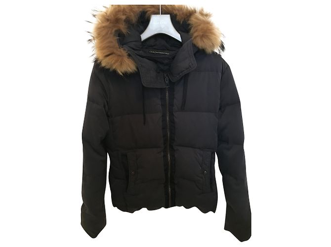 MKT studio Puffy jacket navy blue with fox fur hood