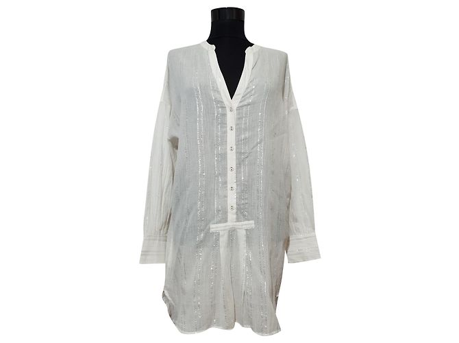 Autre Marque Túnica Rabens Saloner de viscose branca e prata Branco
