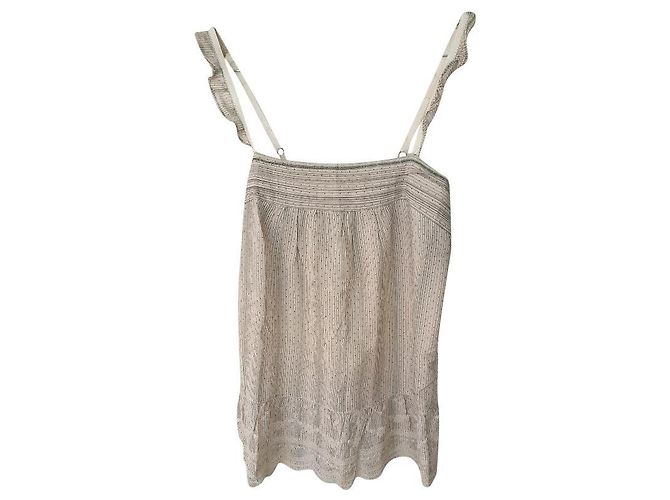 Sandro Besticktes Baumwoll Tank Top Eggshell Aus weiß