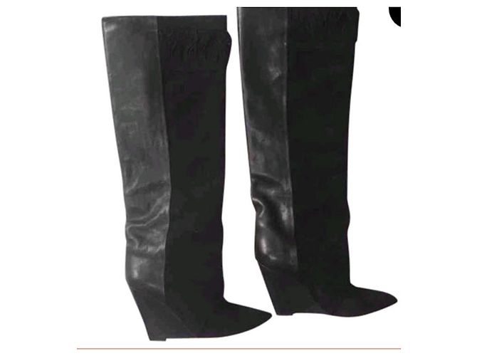 Botas de cuña Janette Isabel Marant en piel negra Negro