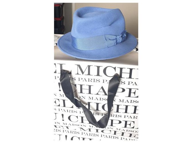 Maison Michel Sombreros Azul claro Lana  ref.227399