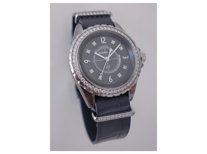 J12 Chanel J watch12-G.10 CHROMATIC Grey Steel Exotic leather  ref.227521