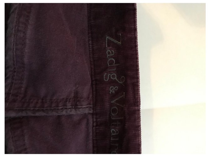 Zadig & Voltaire Pantalones de pana Púrpura Terciopelo  ref.227522