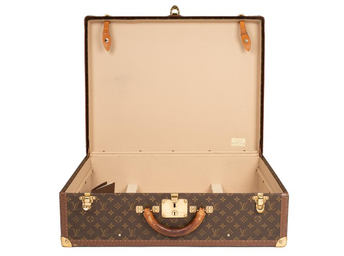 Valigia vintage Louis Vuitton Alzer 65 in tela monogram e losine marroni, gioielli in ottone Marrone  ref.227593