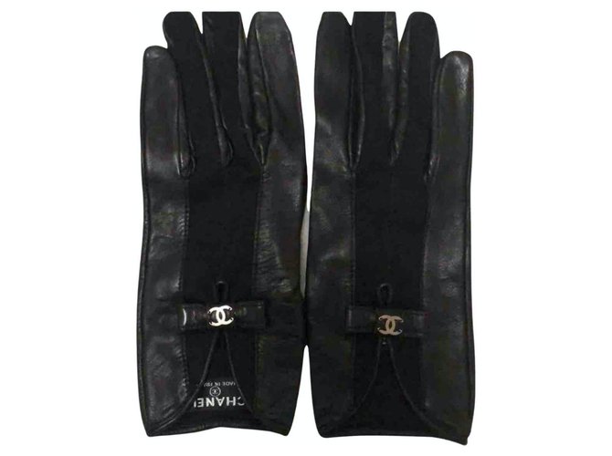 Chanel Gloves Black Leather  ref.227637