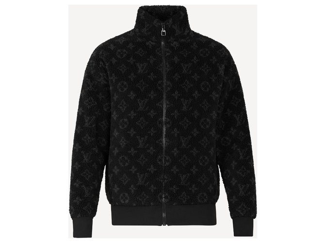 Louis Vuitton LV fleece zip-through jacket new Black Polyester  ref.227850