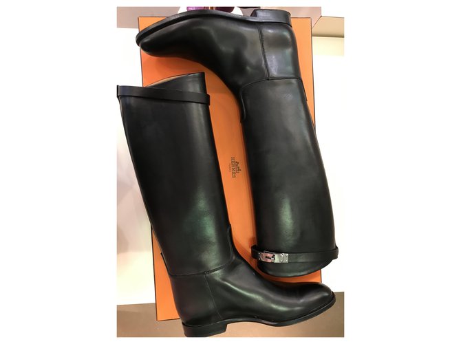 Hermès Riding Boots Black Leather  ref.227910