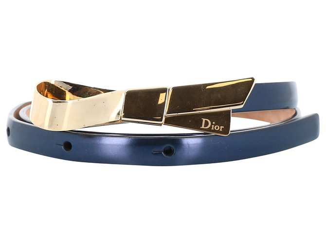 Cinturón Dior Azul marino Cuero  ref.227938