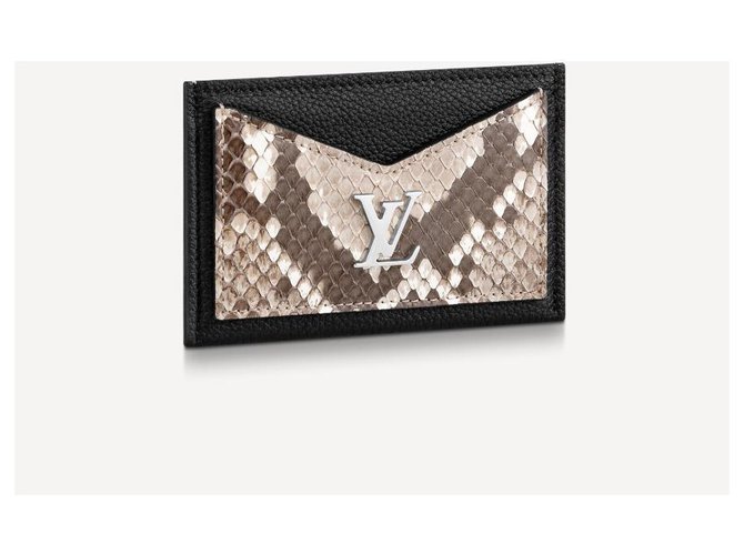 Louis Vuitton LV Lockme card holder python Black Exotic leather
