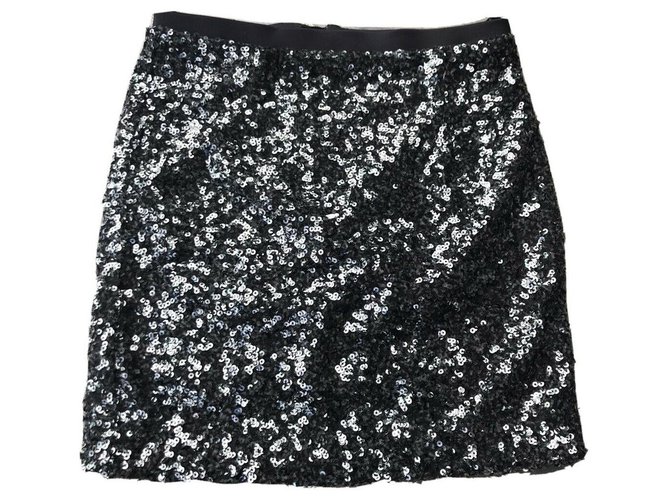 Gestuz Sequinned Eugene skirt Black Metallic Polyester  ref.228084