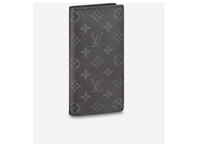 Louis Vuitton Brazza Brieftasche Monogram Eclipse Grau Leder