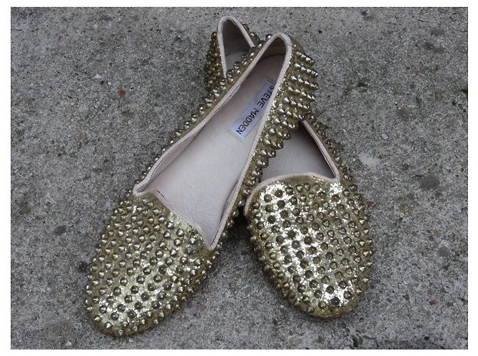 Steve Madden Glitter Leather Mules Gold Studs Gold hardware