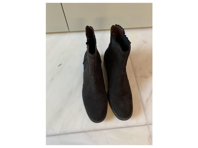 See by Chloé Ankle Boots Chocolate Suede  ref.228168
