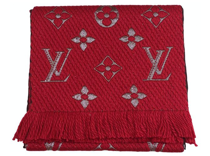 Louis Vuitton Red Wool Logomania Shine Scarf Louis Vuitton
