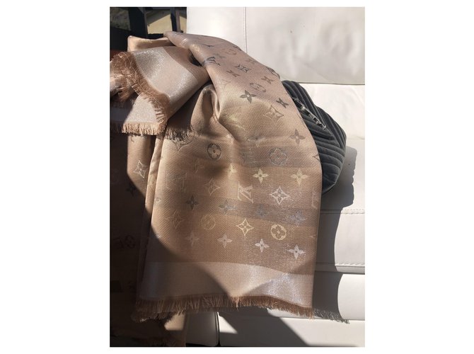Louis Vuitton Monogram Shine Shawl, Beige, One Size