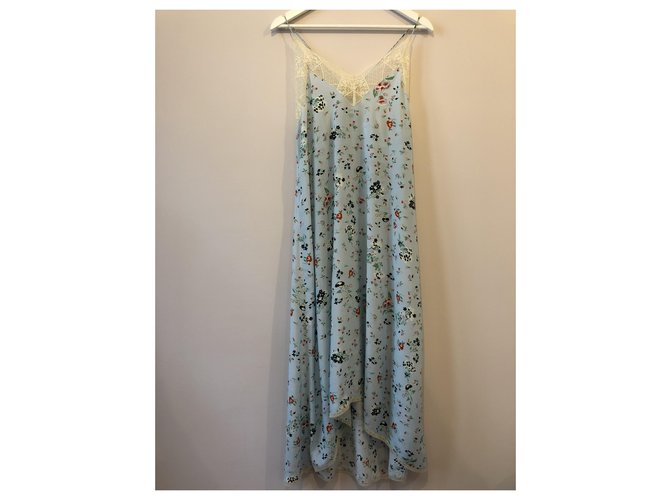 Zadig & Voltaire Risty Uma long blue silk dress with flower print from Zadig et Voltaire size XS. Light blue Elastane Polyamide  ref.228194