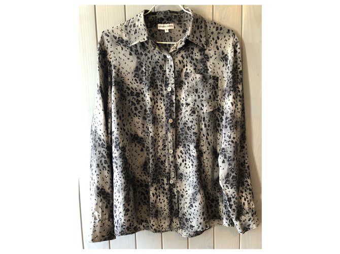 Gerard Darel Gérard Darel gray and black leopard print silk blouse size 40 Grey Dark grey  ref.228199