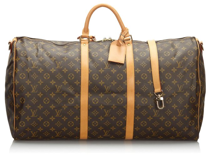 Louis Vuitton Brown Monogram Keepall Bandouliere 60 Leather Cloth  ref.228240