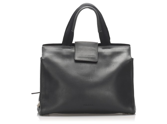 Prada Black Leather Tote Bag Pony-style calfskin  ref.228340