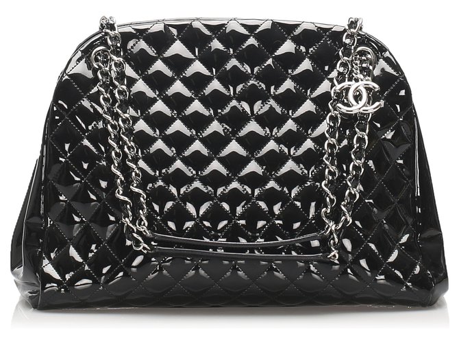 Chanel Black Large Just Mademoiselle Shoulder Bag Leather Patent leather  ref.228419