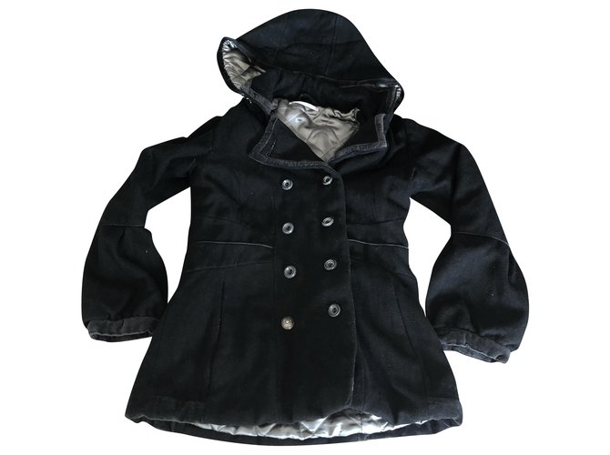 Autre Marque Girl Coats outerwear Black Silvery Wool  ref.228467
