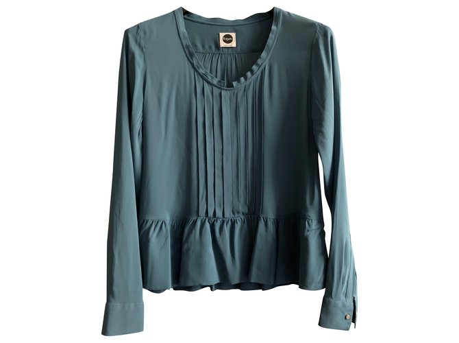 Autre Marque Bagutta Petrol green viscose top  ref.228474