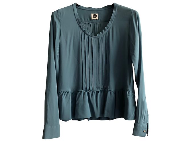 Autre Marque Bagutta Petrol green viscose top