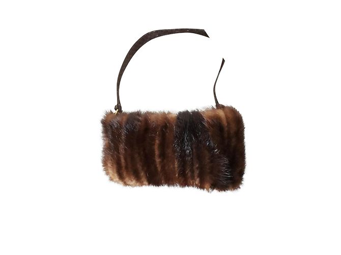 Autre Marque Sac bandoulière en vison marron avec sangle python