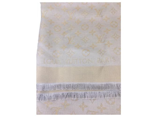 Louis Vuitton Shine Monogram Beige Grigio Gold hardware Seta Poliestere Lana Viscosa