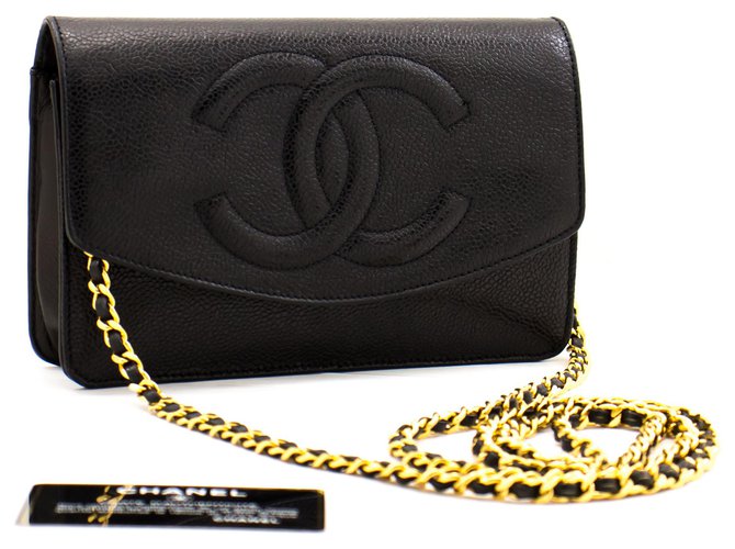 CHANEL Caviar Wallet On Chain WOC Noir Sac à bandoulière Crossbody Cuir  ref.228525