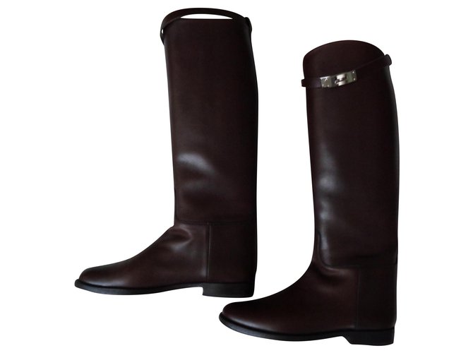 Kelly Hermès Boots Brown Leather  ref.228546